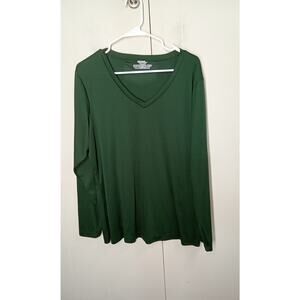 Driequip Shirt Womens Xxl Green Long Sleeve V-Neck